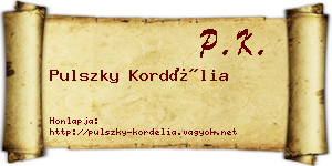 Pulszky Kordélia névjegykártya
